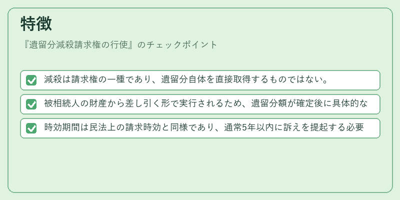 特徴（遺留分減殺請求権の行使）の図解