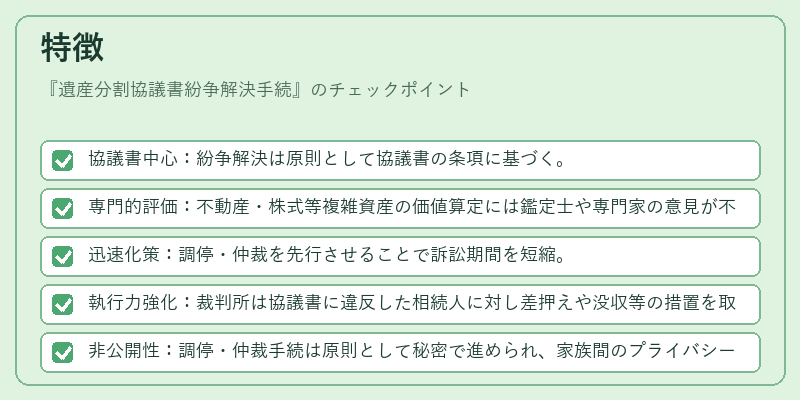 特徴(遺産分割協議書紛争解決手続)の図解