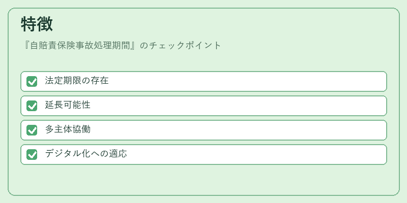 特徴（自賠責保険事故処理期間）の図解