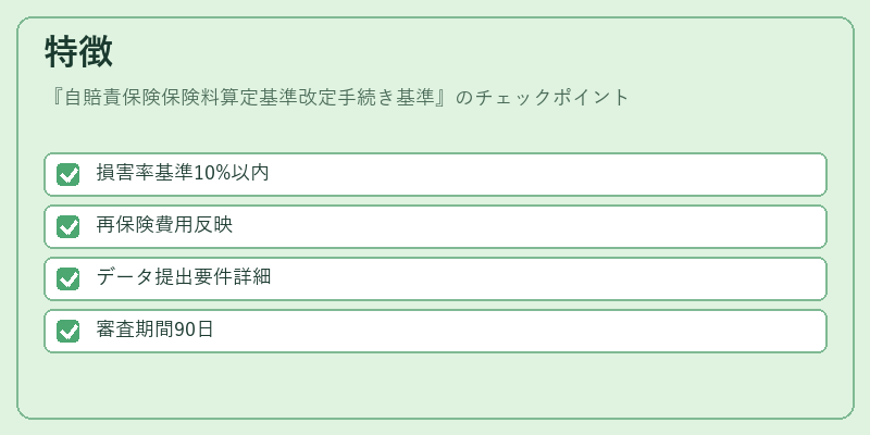特徴（自賠責保険保険料算定基準改定手続き基準）の図解