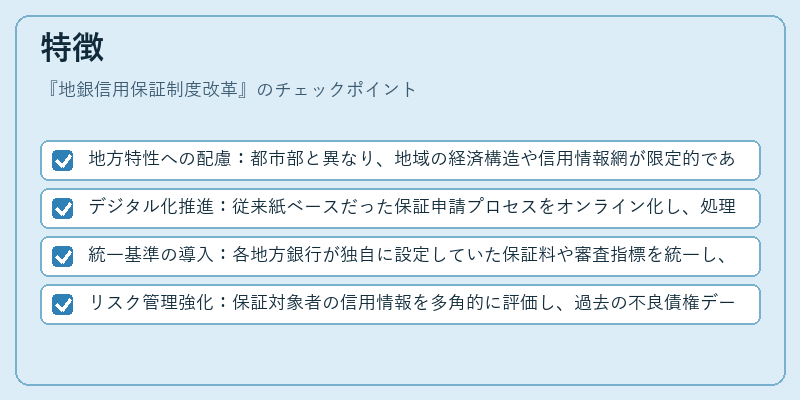 特徴（地銀信用保証制度改革）の図解