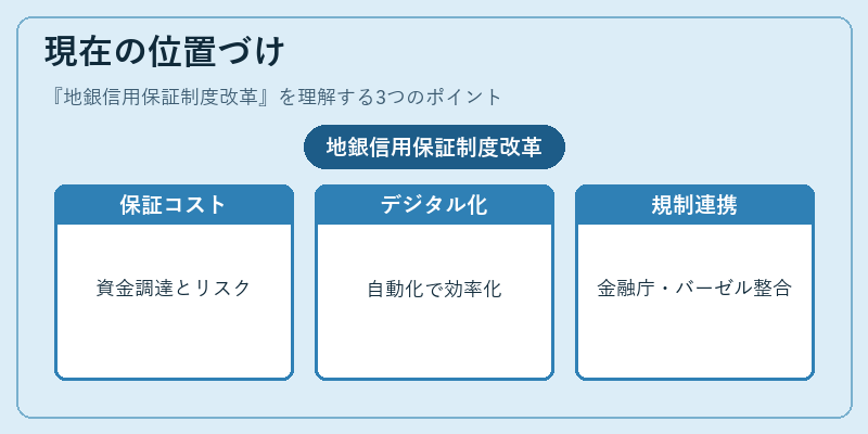 現在の位置づけ（地銀信用保証制度改革）の図解
