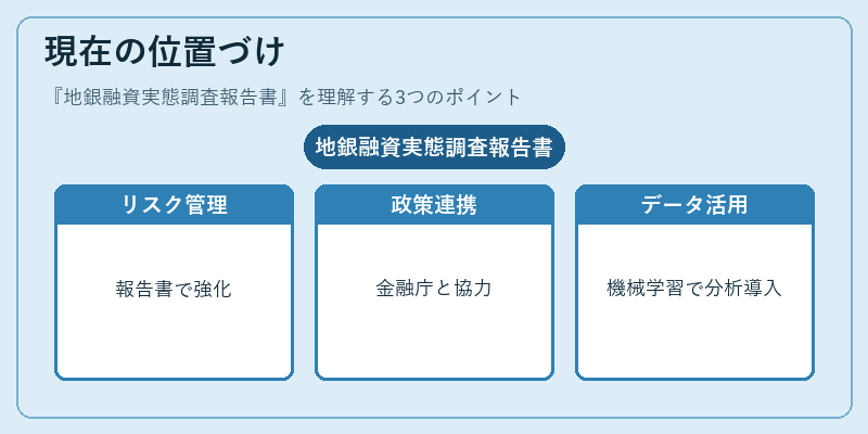 現在の位置づけ（地銀融資実態調査報告書）の図解