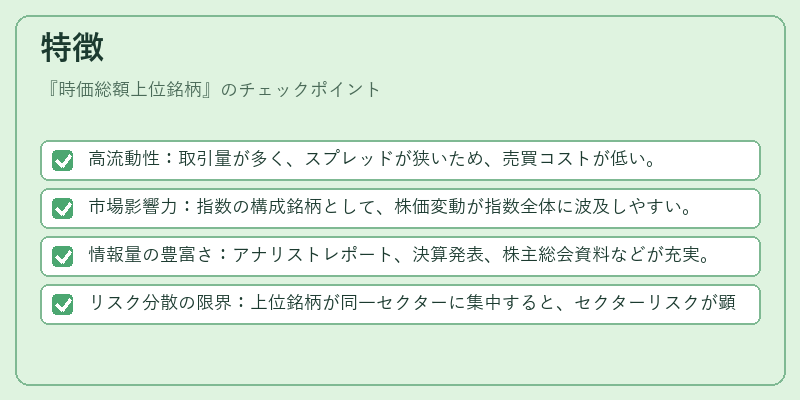 特徴(時価総額上位銘柄)の図解