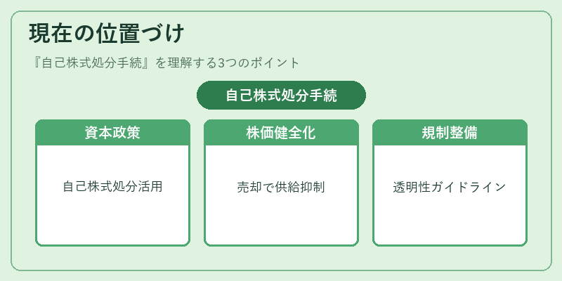 現在の位置づけ（自己株式処分手続）の図解