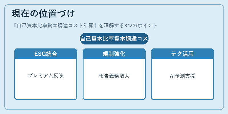 現在の位置づけ（自己資本比率資本調達コスト計算）の図解