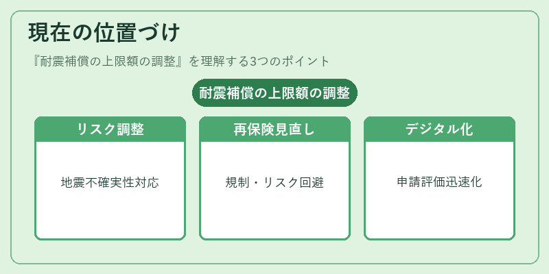 現在の位置づけ(耐震補償の上限額の調整)の図解