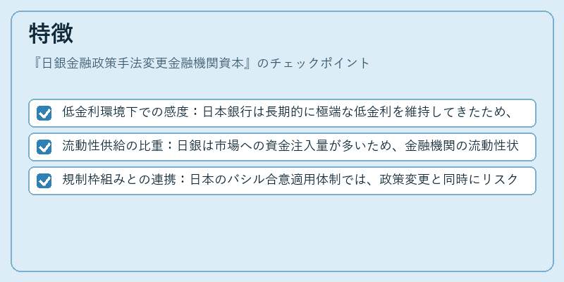 特徴（日銀金融政策手法変更金融機関資本）の図解