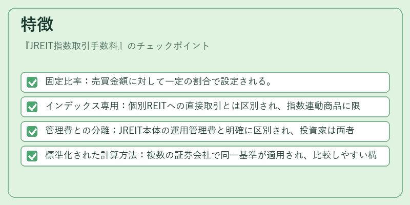特徴（JREIT指数取引手数料）の図解