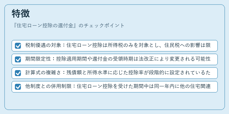 特徴（住宅ローン控除の還付金）の図解