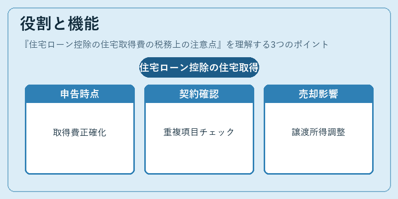 役割と機能（住宅ローン控除の住宅取得費の税務上の注意点）の図解