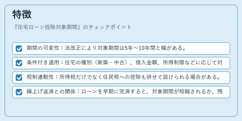 特徴（住宅ローン控除対象期間）の図解