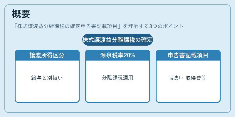 概要(株式譲渡益分離課税の確定申告書記載項目)の図解