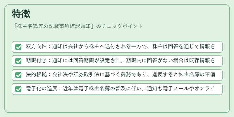 特徴(株主名簿等の記載事項確認通知)の図解