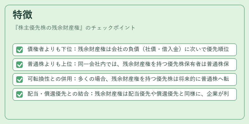 特徴（株主優先株の残余財産権）の図解