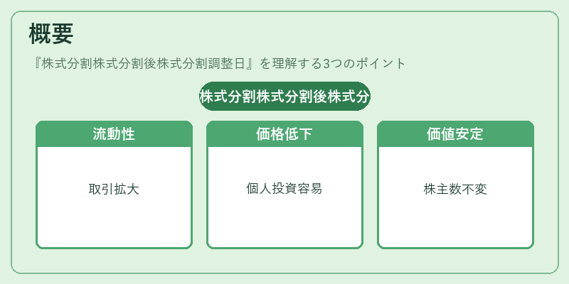 概要（株式分割株式分割後株式分割調整日）の図解