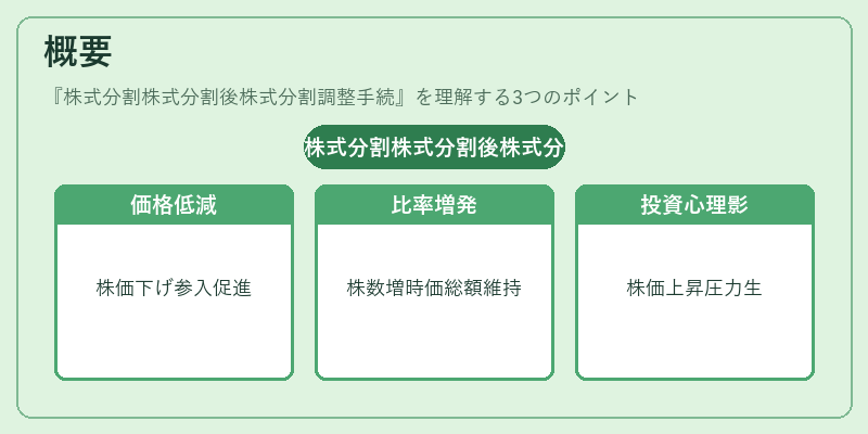 概要（株式分割株式分割後株式分割調整手続）の図解