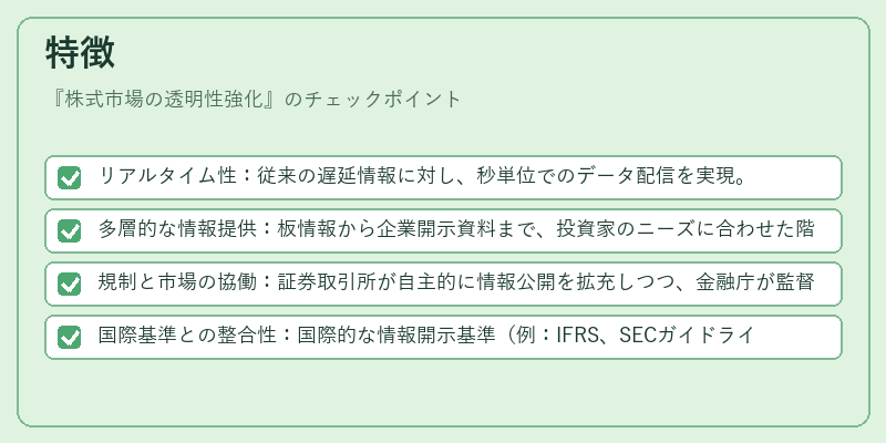 特徴（株式市場の透明性強化）の図解