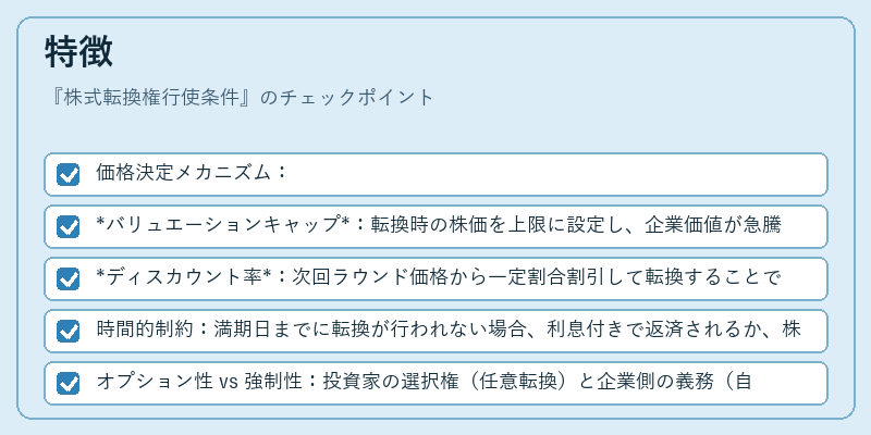 特徴（株式転換権行使条件）の図解