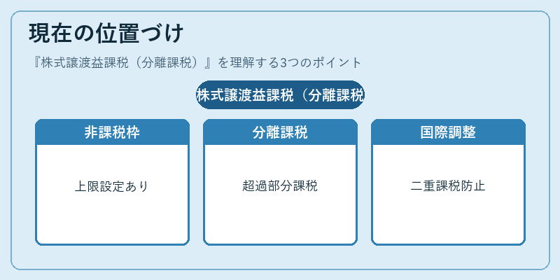 現在の位置づけ（株式譲渡益課税（分離課税））の図解