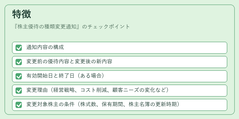 特徴(株主優待の種類変更通知)の図解