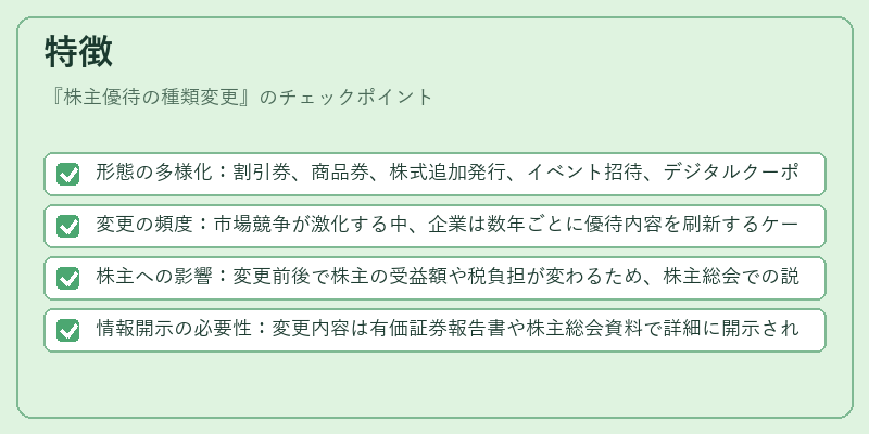 特徴（株主優待の種類変更）の図解