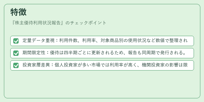 特徴（株主優待利用状況報告）の図解