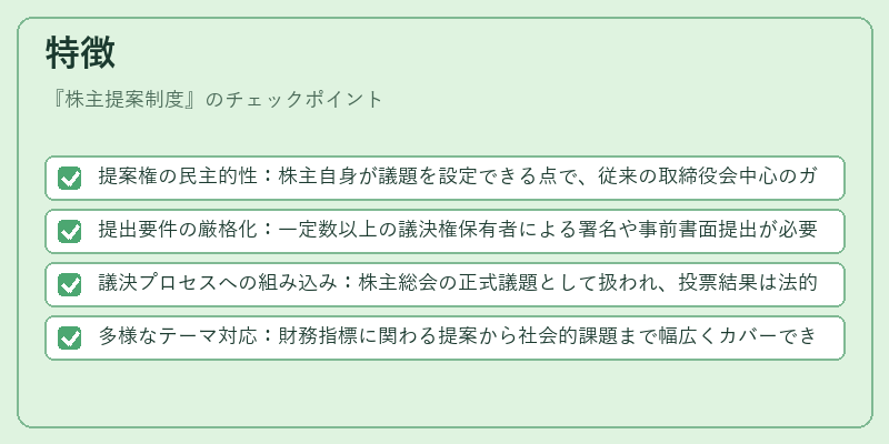 特徴（株主提案制度）の図解