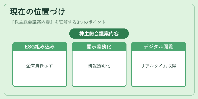 現在の位置づけ（株主総会議案内容）の図解