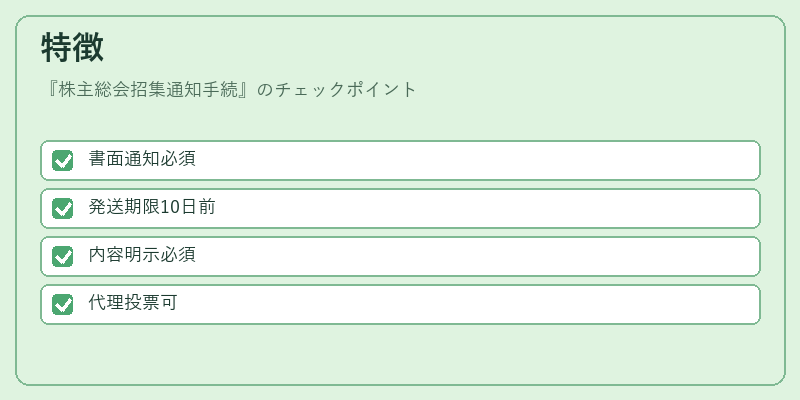 特徴（株主総会招集通知手続）の図解