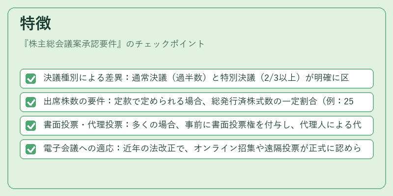 特徴（株主総会議案承認要件）の図解