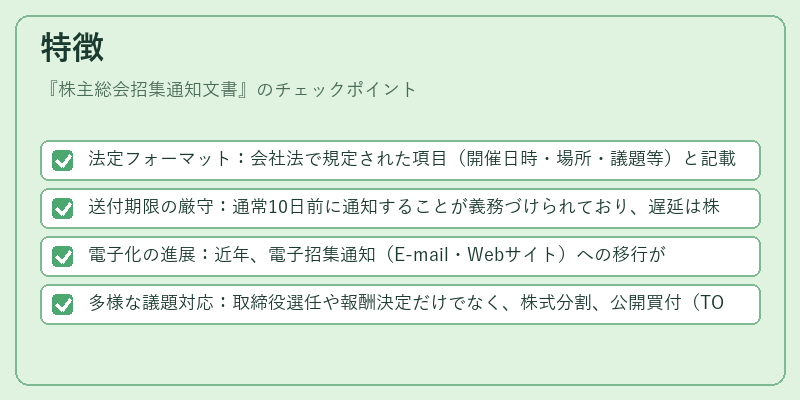 特徴（株主総会招集通知文書）の図解