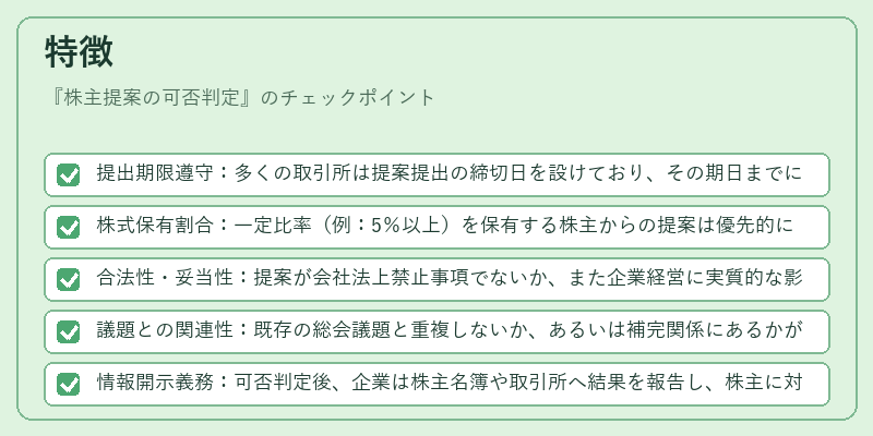 特徴（株主提案の可否判定）の図解