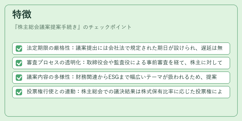 特徴(株主総会議案提案手続き)の図解