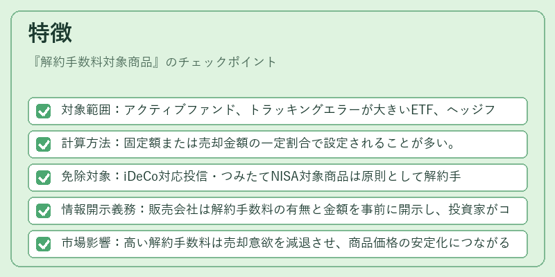 特徴（解約手数料対象商品）の図解