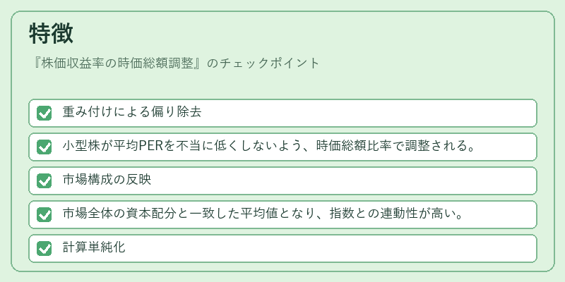 特徴（株価収益率の時価総額調整）の図解