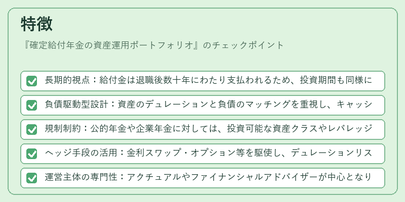 特徴（確定給付年金の資産運用ポートフォリオ）の図解