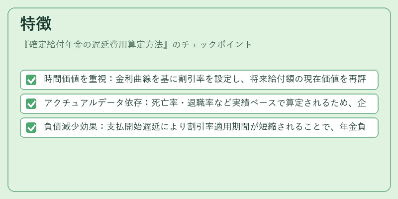 特徴(確定給付年金の遅延費用算定方法)の図解