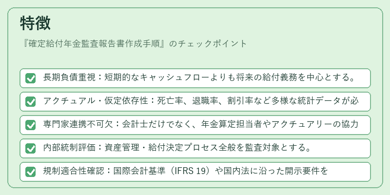 特徴（確定給付年金監査報告書作成手順）の図解