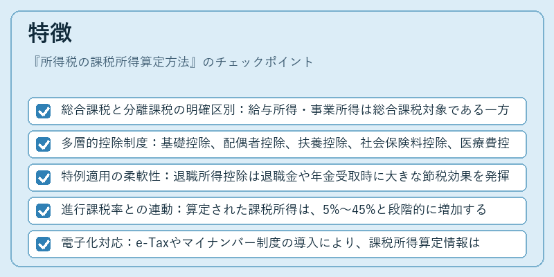 特徴（所得税の課税所得算定方法）の図解