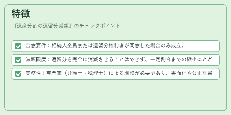 特徴(遺産分割の遺留分減額)の図解