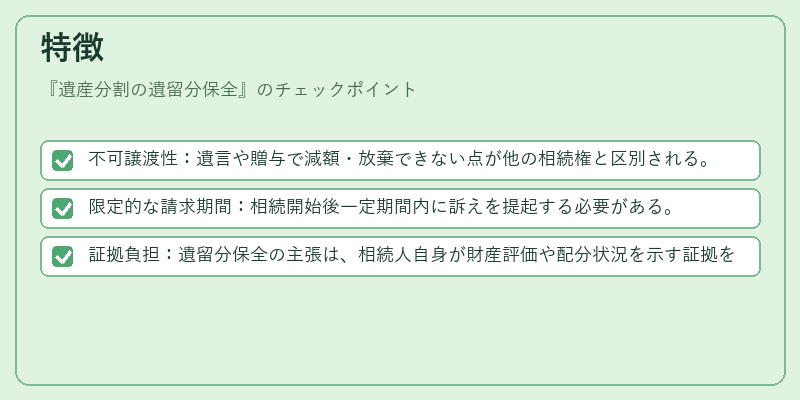 特徴（遺産分割の遺留分保全）の図解