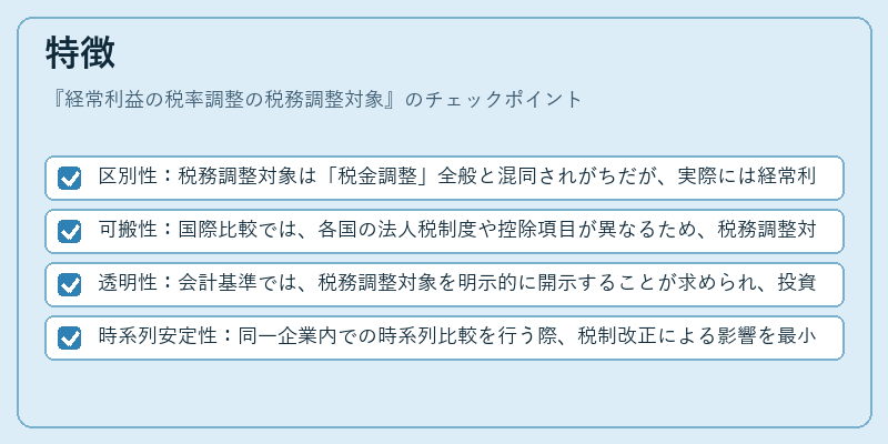 特徴（経常利益の税率調整の税務調整対象）の図解