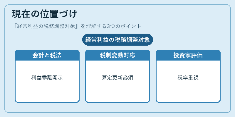 現在の位置づけ（経常利益の税務調整対象）の図解