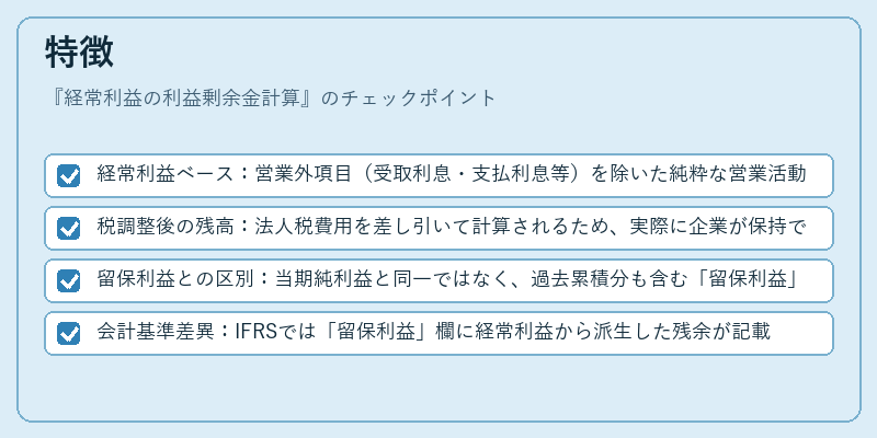 特徴(経常利益の利益剰余金計算)の図解