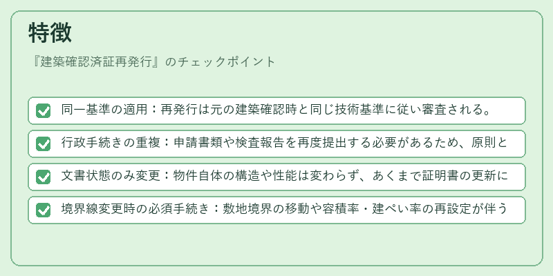 特徴（建築確認済証再発行）の図解