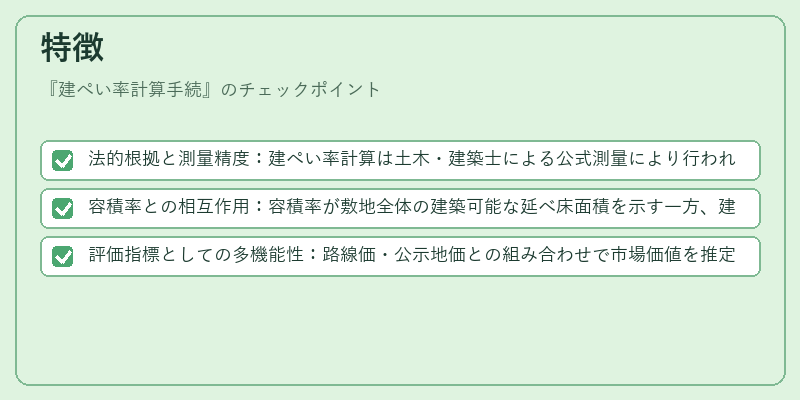 特徴（建ぺい率計算手続）の図解