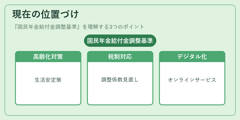 現在の位置づけ（国民年金給付金調整基準）の図解
