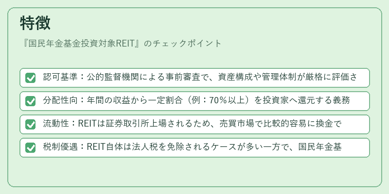 特徴（国民年金基金投資対象REIT）の図解