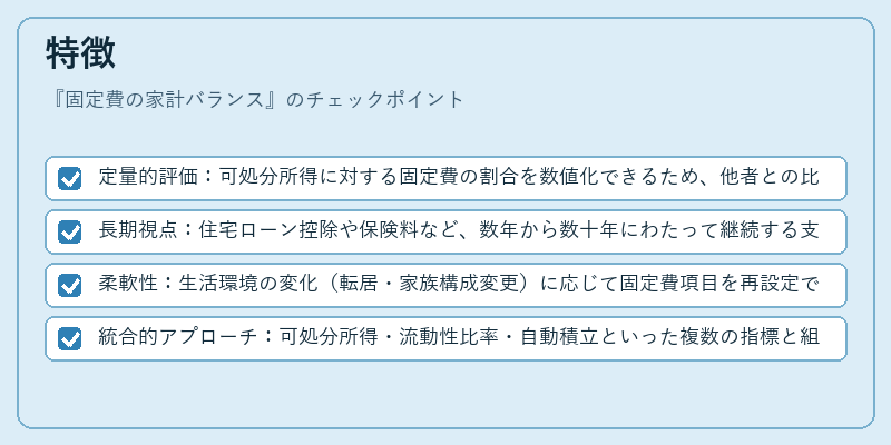特徴（固定費の家計バランス）の図解